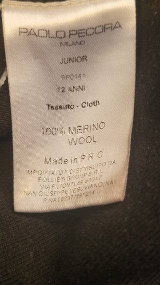 Paolo Pecora Completo Lana Merino 10/12 A