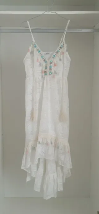 Vestido blanco ibicenco mujer talla única