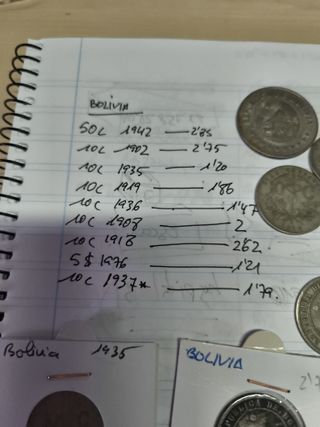 9 Monedas Antiguas Bolivia