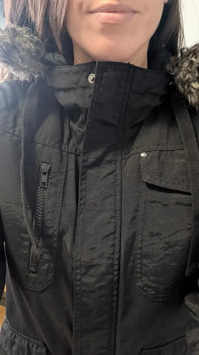 Chaqueta parka mujer negra talla 34.