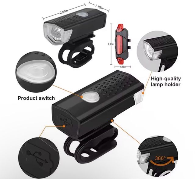 NUEVAS! Luces Bici Delantera y Trasera Recargable