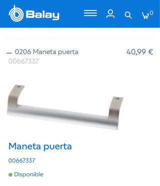 Maneta Puerta Nevera Balay 70cm