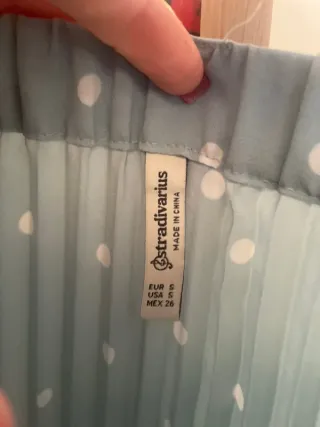 Falda Stradivarius Plisada Lunares Talla S