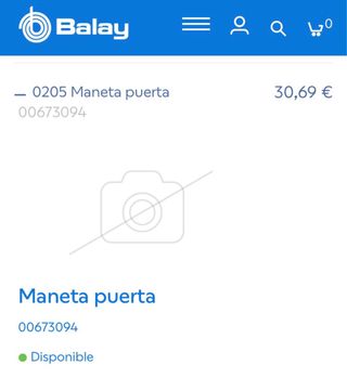 Maneta Congelador Nevera Balay 70cm
