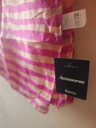 Pañuelo Blanco rayas rosa y beige nuevo