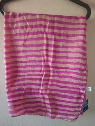 Pañuelo Blanco rayas rosa y beige nuevo