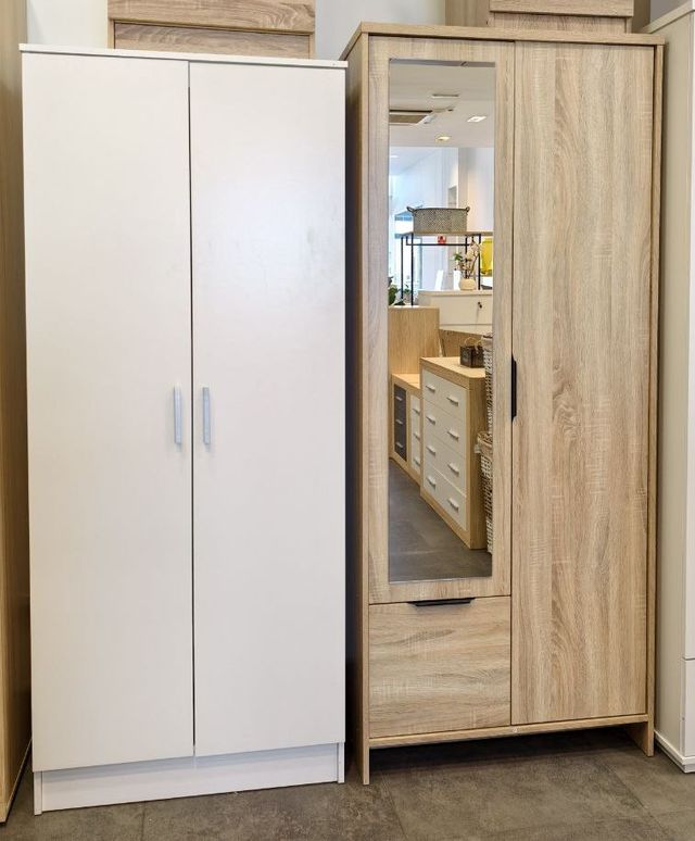 Armario 2 puertas madera y espejo