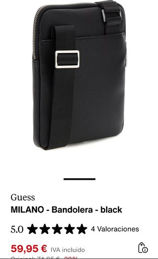 Bandolera Guess Milano Negra Hombre