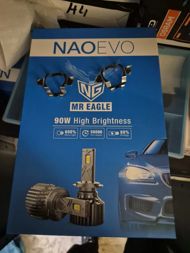 Bombillas LED H7 NAOEVO de 90 W y adaptadores