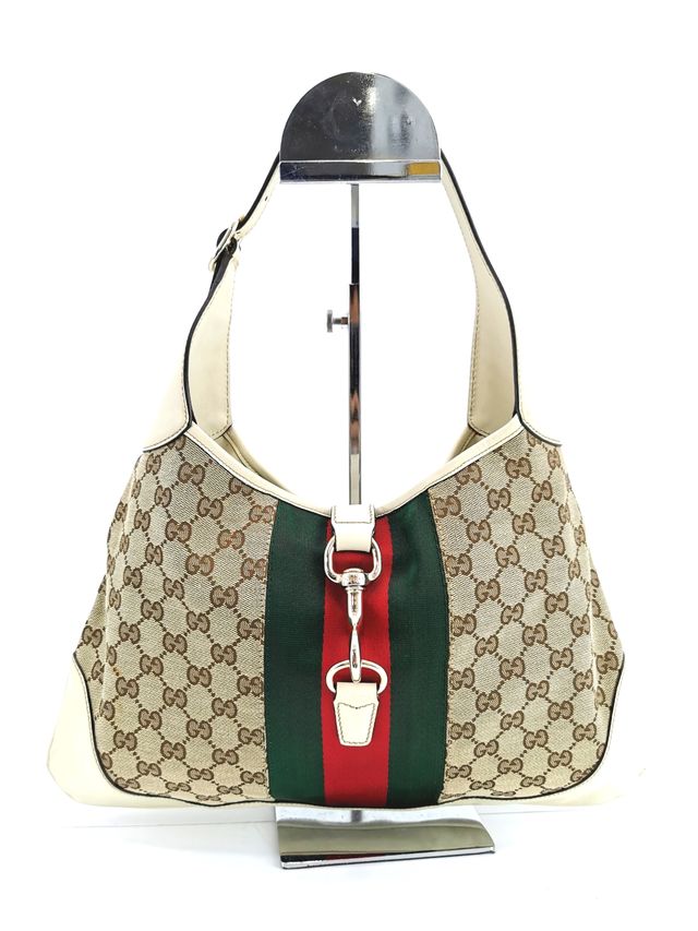 Bolso Gucci Jackie Cuero Beige Lona Monocroma
