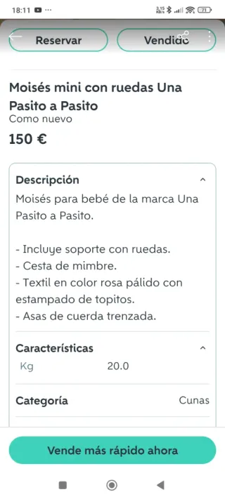 Moisés mini cuna con ruedas  Pasito a Pasito