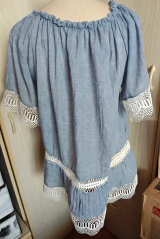 Blusa azul talla XL con encaje