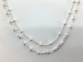 collar plata 925mm con piedra con perla 22.5cm