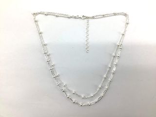 collar plata 925mm con piedra con perla 22.5cm