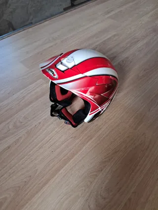 Casco Moto Trial Clásico Rojo y Blanco
