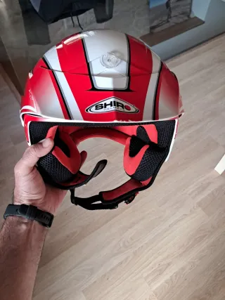 Casco Moto Trial Clásico Rojo y Blanco