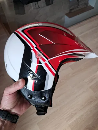 Casco Moto Trial Clásico Rojo y Blanco