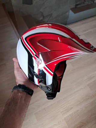 Casco Moto Trial Clásico Rojo y Blanco