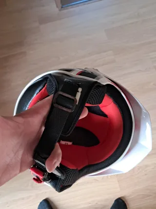 Casco Moto Trial Clásico Rojo y Blanco