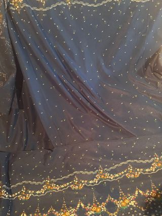 Tessuto Floreale Blu Navy Vintage 158x200cm