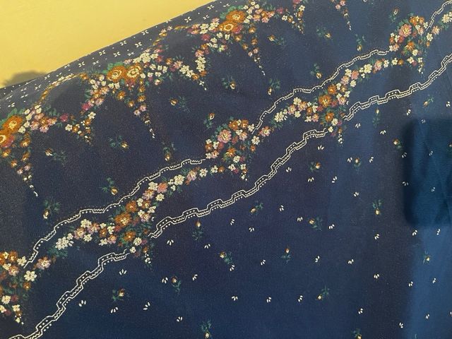 Tessuto Floreale Blu Navy Vintage 158x200cm