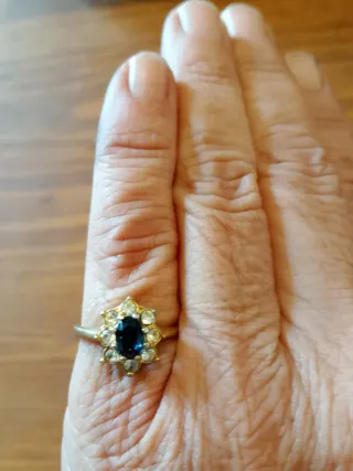 Sortija antigua plata con piedra azul