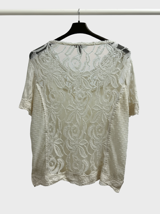 Blusa Mango Encaje Perlas T42/XL