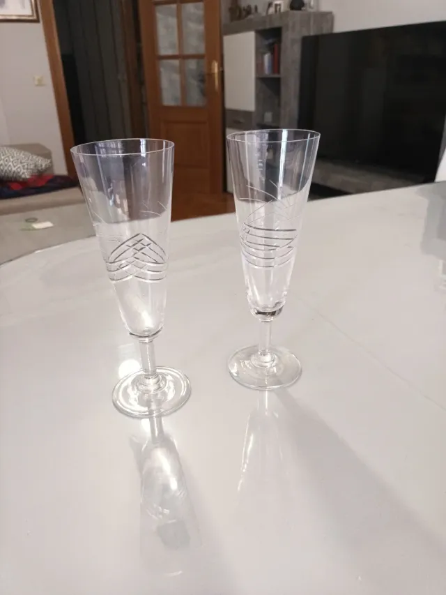 Copas de champán de cristal