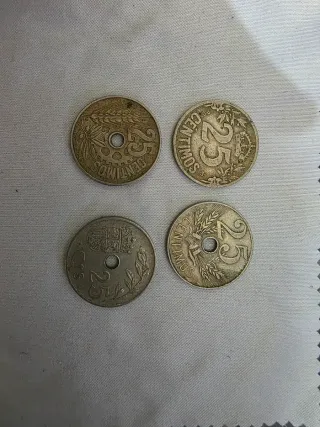 Lote 4 Monedas 25 Céntimos Peseta