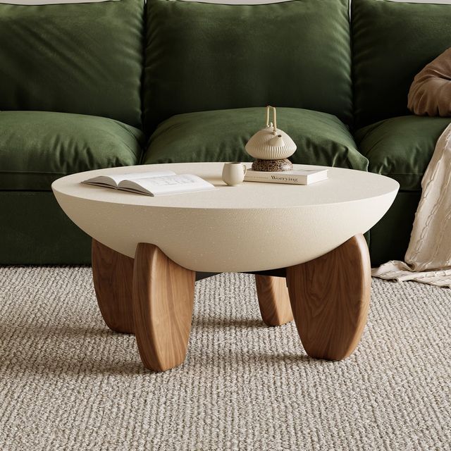 Mesa de centro piedra y madera
