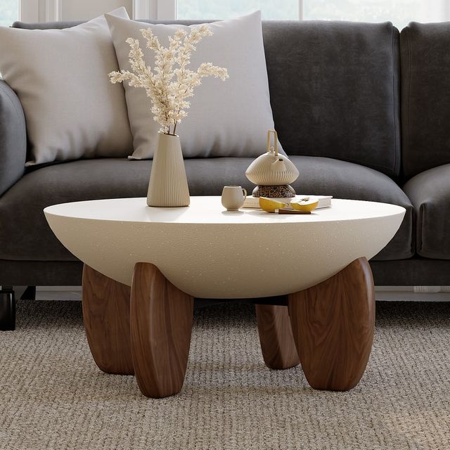 Mesa de centro piedra y madera