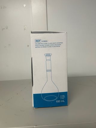 Matraz aforado Cristal Transparente 100ml Clase A