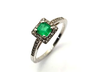 sortija oro 18k con piedra con esmeralda,diamante