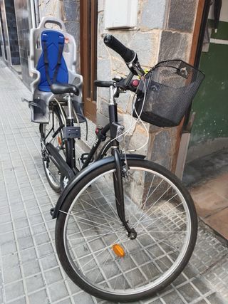Bicicleta Paseo Negra con Silla Infantil