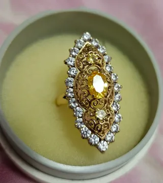 Anillo Lanzadera Oro 18k con Zafiro Amarillo