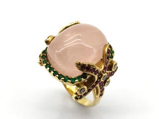 sortija oro 18k con piedra con diamante,esmeralda,rubi