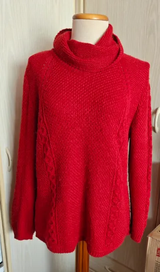 Jersey ZUCCA grueso cuello alto rojo Talla S