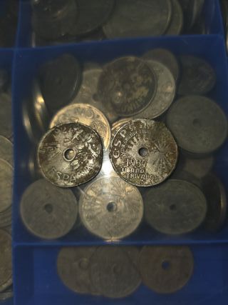 Lote 6 monedas 25 pesetas con fallos