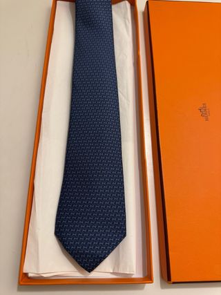 Corbata Hermès Azul Marino H