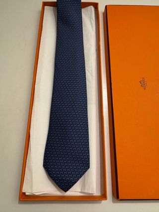 Corbata Hermès Azul Marino H