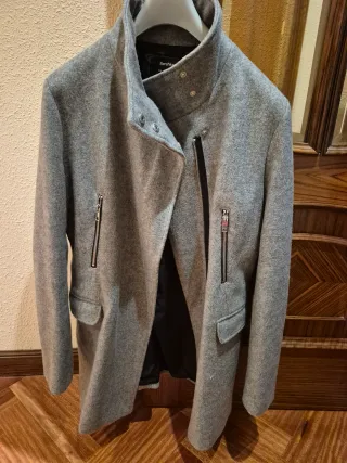 Abrigo paño Bershka gris
