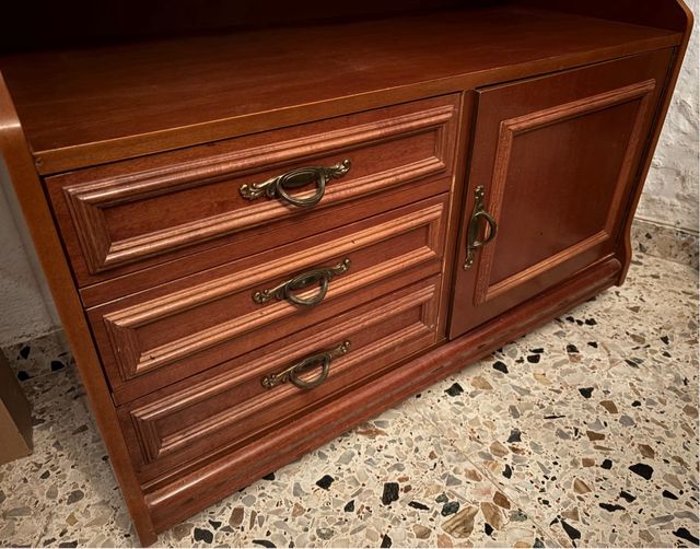 Mueble TV madera con cajones y puerta (No envío)