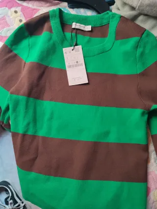 Jersey rayas verde y marrón Stradivarius Talla L