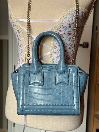 Bolso azul efecto piel cocodrilo