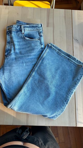 Pantalón vaquero wide leg azul