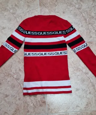 Jersey Guess Punto Rayas Rojo/Blanco/Negro Talla X