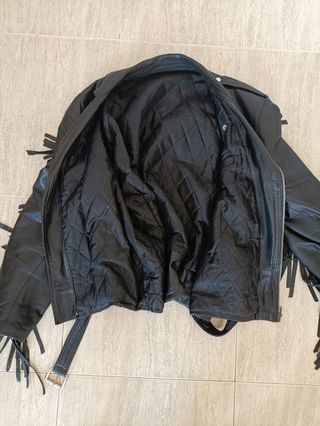 Cazadora cuero trampero con flecos XXL Medidas 