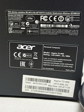 PC Sobremesa Acer Aspire TC-605 Negro