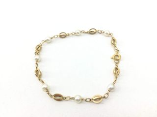 pulsera oro 18k con piedra con perla