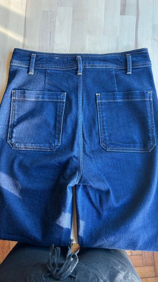 Pantalón vaquero wide leg azul 
